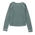 thumbnail image 6 of YUGYXL Womens Tops Long Sleeve Shirts Waffle Knit Top Crew Neck Fashion Casual T Shirts Loose Shirts Basic Tee Green S, 6 of 9