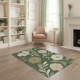 thumbnail image 2 of ODIKA 4'x6' Olive Green Cream Floral Elegance Washable Area Rug Vintage Botanical Pattern with Graceful Blooms Stain Resistant, Low Pile, Easy Care for Dorm Room, Small Living, 2 of 7