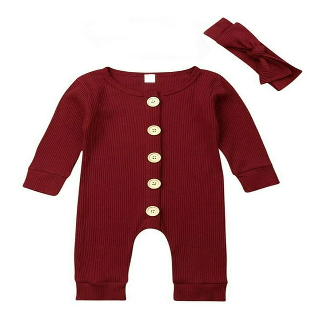 Newborn Baby Girl Boy Autumn Clothes Knitted Romper Jumpsuit 2PCS Outfits Set