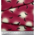 thumbnail image 2 of Soimoi Moss Georgette Fabric Moon & Bat Halloween Print Fabric by The Yard 42 Inch Wide, 2 of 3
