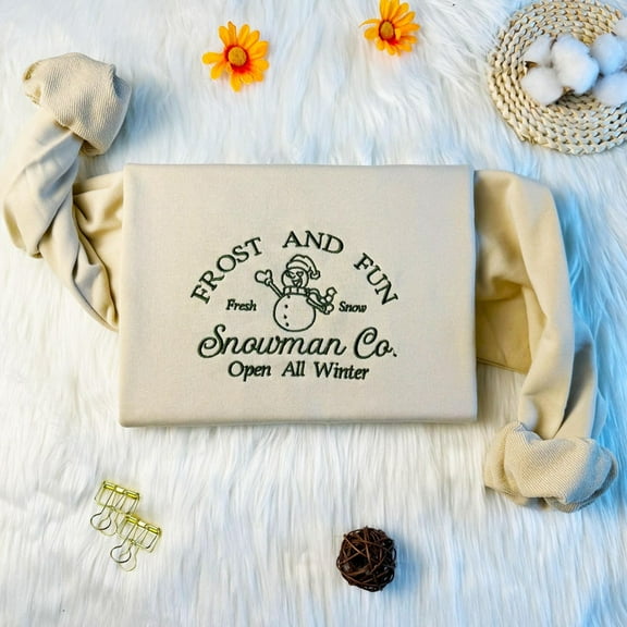 Snowman Embroidered Sweatshirt