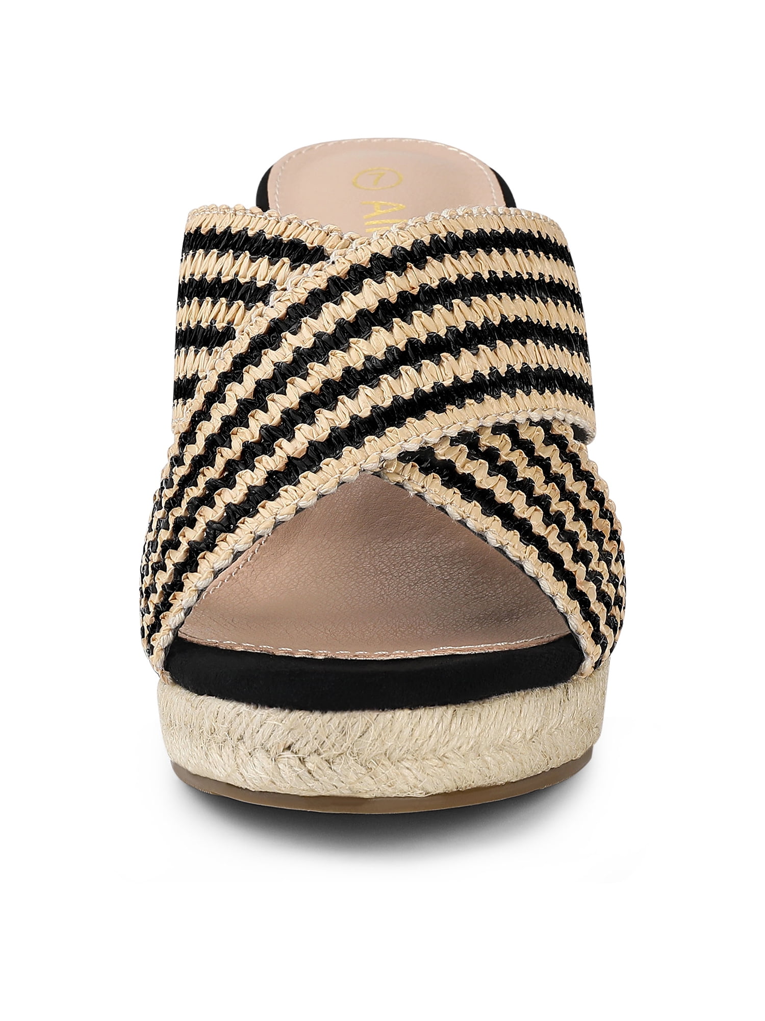 DARING DIVA Women's Crisscross Strap Platform Slides Wedge Sandals Black 8.5