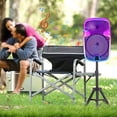 thumbnail image 6 of Portable Bluetooth Speaker 8" Woofer w/ Tripod Stand Microphone Remote Control Purple LED Clear Shell, 6 of 9