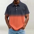 thumbnail image 2 of Men's Gradient Print Short Sleeve Golf Polo Shirt, Breathable Quick Dry Moisture Wicking Design, Loose Fit Athletic Performance Sport Top, Big and Tall Sizes M-4XL Orange, 2 of 5