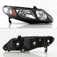 thumbnail image 2 of AKKON - For 2006-2011 Honda Civic 4-Door Sedan Left + Right Black Replacement Headlights Head Lamps Assembly Set, 2 of 6