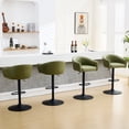 thumbnail image 3 of FIRAVOE Bar Stools Set of 4 (19.7" Large Base) Swivel Bar Stools with Back & Arms (24"-34" Height) Adjustable Faux Leather Barstools Bar Chairs for Kitchen Island, Green, 3 of 10