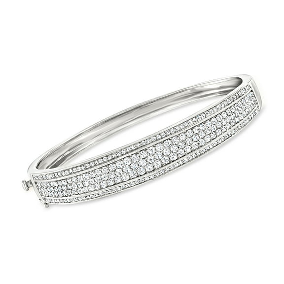 Ross-Simons 3.00 ct. t.w. Pave Diamond Bangle Bracelet in Sterling Silver, Women's, Adult