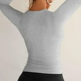 thumbnail image 4 of BUIGTTKLOP Long Sleeve Shirts for Women Deep V Neck Tights Undershirts Stretchy Slim Fitted Basic Tees Tops, 4 of 6