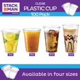 thumbnail image 7 of Stack Man [100 Pack - 16 oz.] Clear Disposable Plastic Cups PET Crystal Clear Disposable 16oz Plastic Party Cups Tumblers, 7 of 7