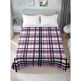 thumbnail image 2 of King Size Flat Sheet Only, Purple Black Plaid Soft Brushed Microfiber Bed Sheets, Farmhouse Purple Black Checkered Hotel Quality Breathable Bedding Top Sheet, Easy Care, 105"x98", 2 of 9