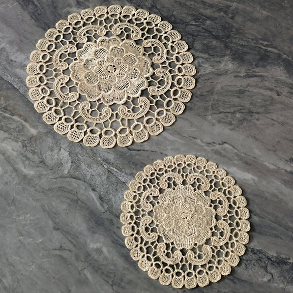 YGUII Crochet Round Lace Doily 6 Pieces Retro Doilies Placemats Coasters Cup Mats