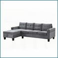 thumbnail image 5 of 4-Seat Modern L-Shaped Sectional Sofa with Left Storage Chaise & 2 Cup Holders for Living Room | Gray | Velvet Fabric | Cushion Back, 5 of 19