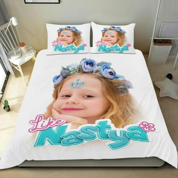 Like Nastya Themed Bed Sheet Set Three Piece Set 53x79 Inches Comfortable And Skin Friendly Unique Design Creating A Star Studded Night Home Decor Gifts For Family Friends fans