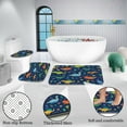 thumbnail image 2 of Poedist 4Pcs Kid Shower Curtain Set, Bathroom Sets with Shower Curtain and Rugs, with Non-Slip Rugs,Toilet Lid Cover,Bath Mat and 12 Hooks,71 x 71 Inch, Dark Blue Dinosaur Kid's Set, 2 of 6