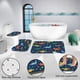 thumbnail image 4 of Juego de cortinas de baño Poedist, 4 unidades, diseño de dinosaurio azul oscuro, 4 of 6
