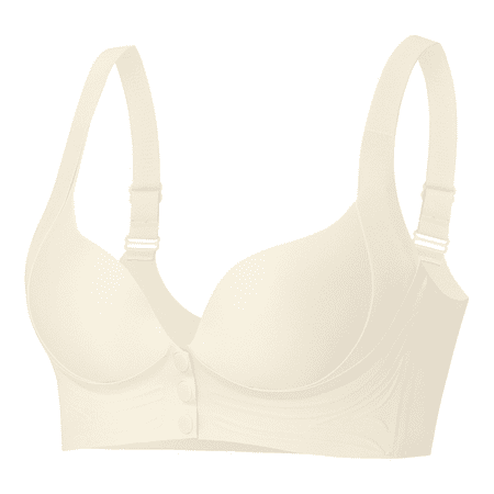 Fulorrnie Bras for Women Big Girls Plus Size No Underwire Supportive Push Up Multiway Longline Front Closure Comfort Bra  Light Yellow  XXXXL