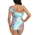 thumbnail image 5 of Haiem Dragonfly Floral Women's One Piece Swimsuits Tummy Control One Shoulder Bathing Suits Ruffle Swimwear-Medium, 5 of 8
