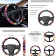 thumbnail image 3 of Jeiento Dahlia Car Seat Covers Full Set for Women Steering Wheel Cover Seatbelt Pads Cup Coasters Keychains Gear Shift Knob Cover Set 14 PCS Purple Automotive Accessory Interior Decor, 3 of 6