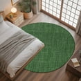 thumbnail image 3 of Dark Green 3.3ft Round Rug, Farmhouse Burlap Solid Green Color Modern Linen Texture Non-Skid Rubber Backing Large Area Rugs - Living Room Bedroom Home Office, Indoor Floor Mat Carpets Washable Rug, 3 of 9