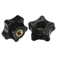 thumbnail image 1 of Uxcell 2-Pack 5 Pomos de Estrella, Rosca Hembra M6 31mm Cabeza de Cinco Puntas con Agujero Pasante Agarre de Sujeción [Negro], 1 of 1
