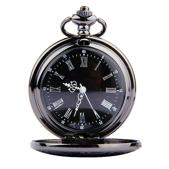 COSMOBETTY 1Pc Pocket Watch Retro Classic Black Metal with Roman Numerals for present Occasions