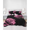 thumbnail image 3 of Pink Rose Twin Size Down Alternative Comforter, Lightweight Comforter Quilt Bedding Set with Pillow Shams Vintage Abstract Garden Flower Floral Black All Seasons Bed Comforter Duvet Insert 68"x86", 3 of 7