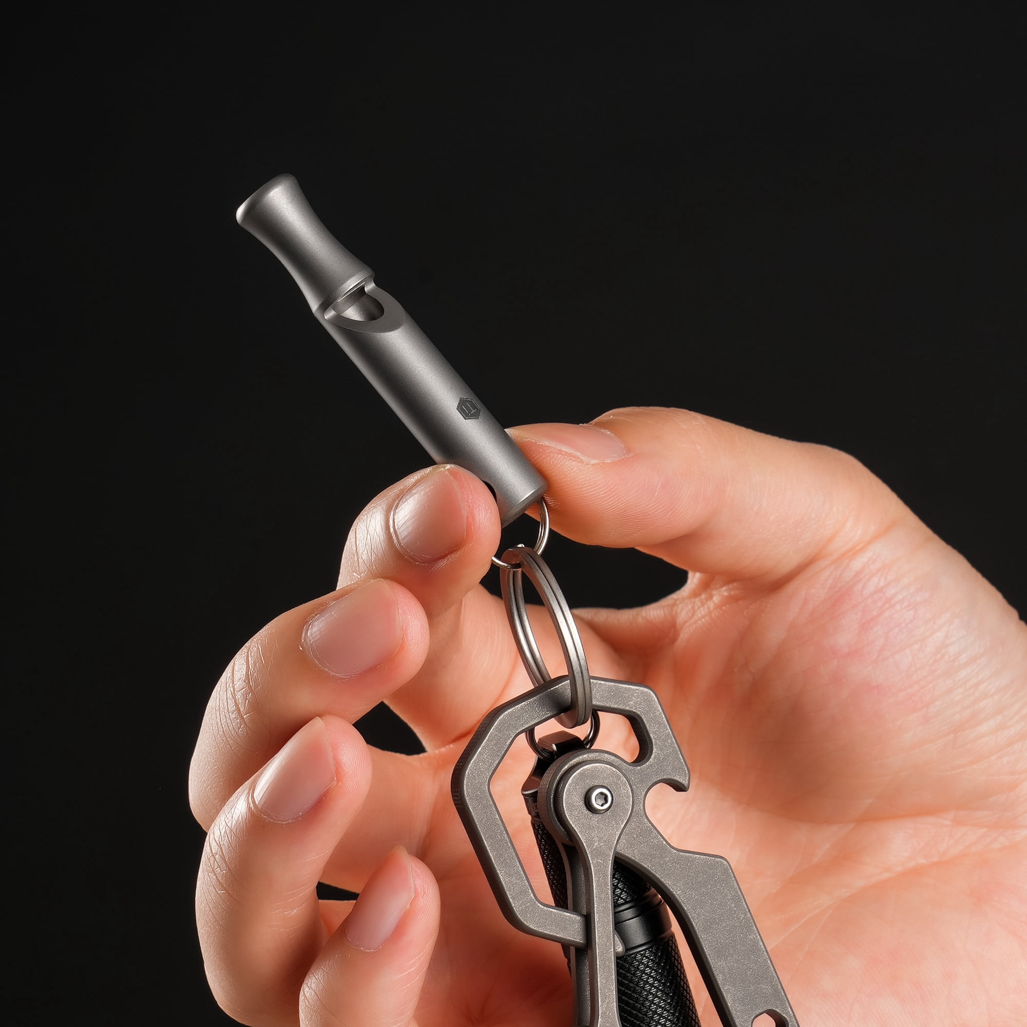 Key Unity Titanium Whistle, EDC Necklace Signal Whistle for Outdoor Safety, Camping, Hiking, Training
