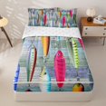 thumbnail image 2 of Manfei Cartoon Pike Fish Zipper Full Size Comforter Sets with Fitted Sheet and 2 Pillowcases, Farmhouse Fishing Lover Zipper Bedding Set, Teal Gray, Reversible, 4-Piece, 2 of 7