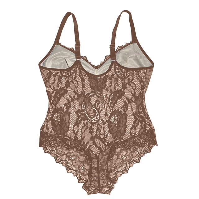 SDNall Womens Lace Shapewear Underwear with Inner Straps and Outer Body Shaping Bodysuit