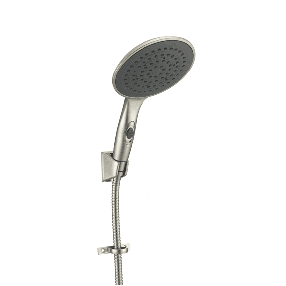 Dura Faucet (DF-SA434K-SN) Luxury 6” Rain Shower Wand & Hose Kit – Satin Nickel, RV Handheld Shower Head with Eco-Friendly On/Off Switch, 60” Stainless Steel Hose, Wall Bracket & Hardware