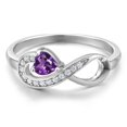 thumbnail image 3 of Gem Stone King 925 Sterling Silver Purple Amethyst Infinity Ring for Women (0.33 Cttw, Heart Shape 4MM, Gemstone February Birthstone, Size 5), 3 of 6