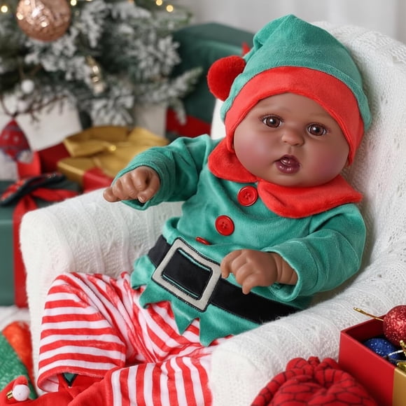 Muñeca bebé reborn negra realista de 18" con ropa