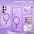 thumbnail image 3 of Decase for Samsung Galaxy S23 Ultra Compatible with MagSafe Case,Shockproof Anti-Scratch Crystal Clear Non-Yellowing Military Grade Drop Protection Bling Gliiter Magnetic Case Cover,Purple, 3 of 7