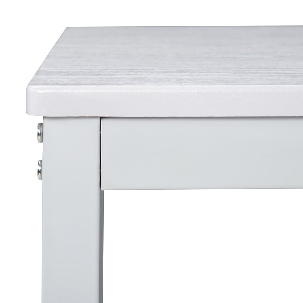 Kepooman 3-Piece Dining Table Set with Two Benches, White