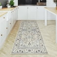 thumbnail image 3 of GLN Rugs Cyrene - Indoor, Machine Washable Area Rug 2'6"x7' Cream/Gray Home Carpet, All Ages, 3 of 9