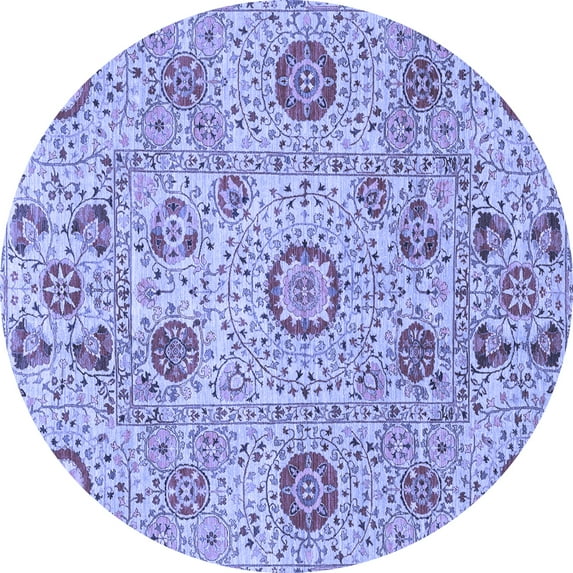 Ahgly Company Indoor Round Abstract Blue Modern Area Rugs, 7' Round