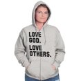thumbnail image 3 of Love God and Others Christian Quote Unisex Fleece Graphic Zip Up Hoodie Brisco Brands 4X, 3 of 5