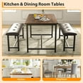 thumbnail image 7 of Garvee 3 Piece Dining Table Set for 4, Modern Industrial Wooden Kitchen Table with 2 Upholstered Benches, Space Saving Metal Frame Dining Set for Living Room, Dining Room, Apartment, 7 of 7