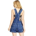 thumbnail image 3 of Revolt Women's Juniors Classic Twill Short Overalls (Denim, Large), 3 of 4