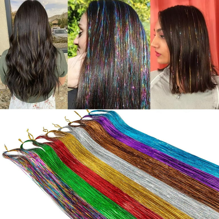 Sparkling Glitter Shiny Silk Hair Tinsel (6 Colors 48 Inch 1200
