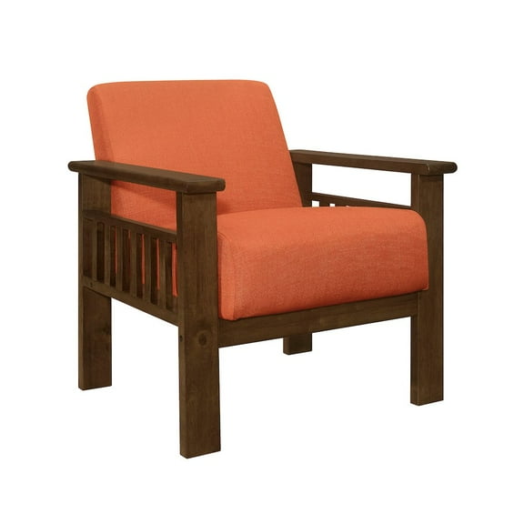 Lexicon Helena Solid Wood and Fabric Accent Chair in Walnut & Orange