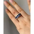 thumbnail image 3 of 14K White Gold Plated 3Ct Oval Cut Simulated Blue Sapphire Diamond Halo Women's Wedding Band Ring 925 Sterling Silver, 3 of 3