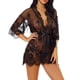 thumbnail image 4 of Mujeres Kimono Camisón Lencería de encaje Bata Sexy Malla Ropa de dormir, XL, Negro Methold XX000064-22, 4 of 7