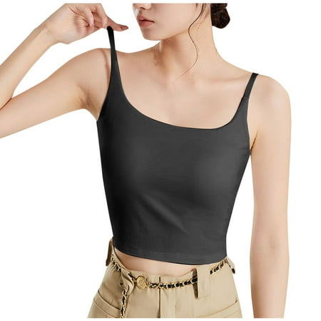 Shelf Bra Tank Tops For Women Sevevn Fashion Women s Summer Casual Solid Color Strap U-shaped Camisoles Fitted Tank Tops For Women
