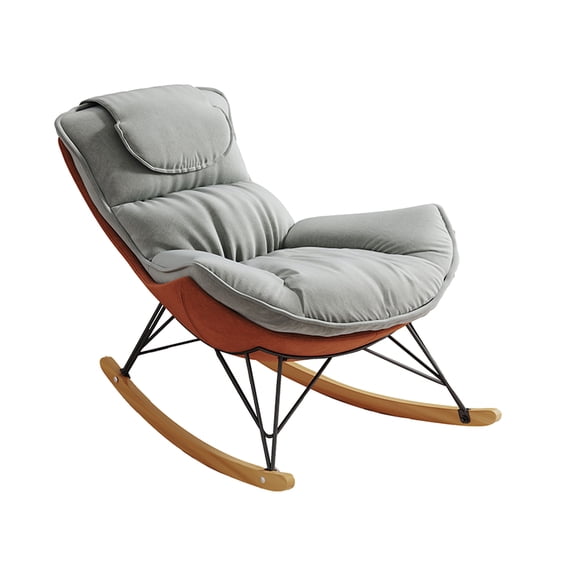 Yesfashion Recliner Chair, Velvet Rocking Chair, Leisure Sofa with Detachable Washable Cushion, Comfortable Rocker Solid Wood Base Chair for Living Room, Bedroom
