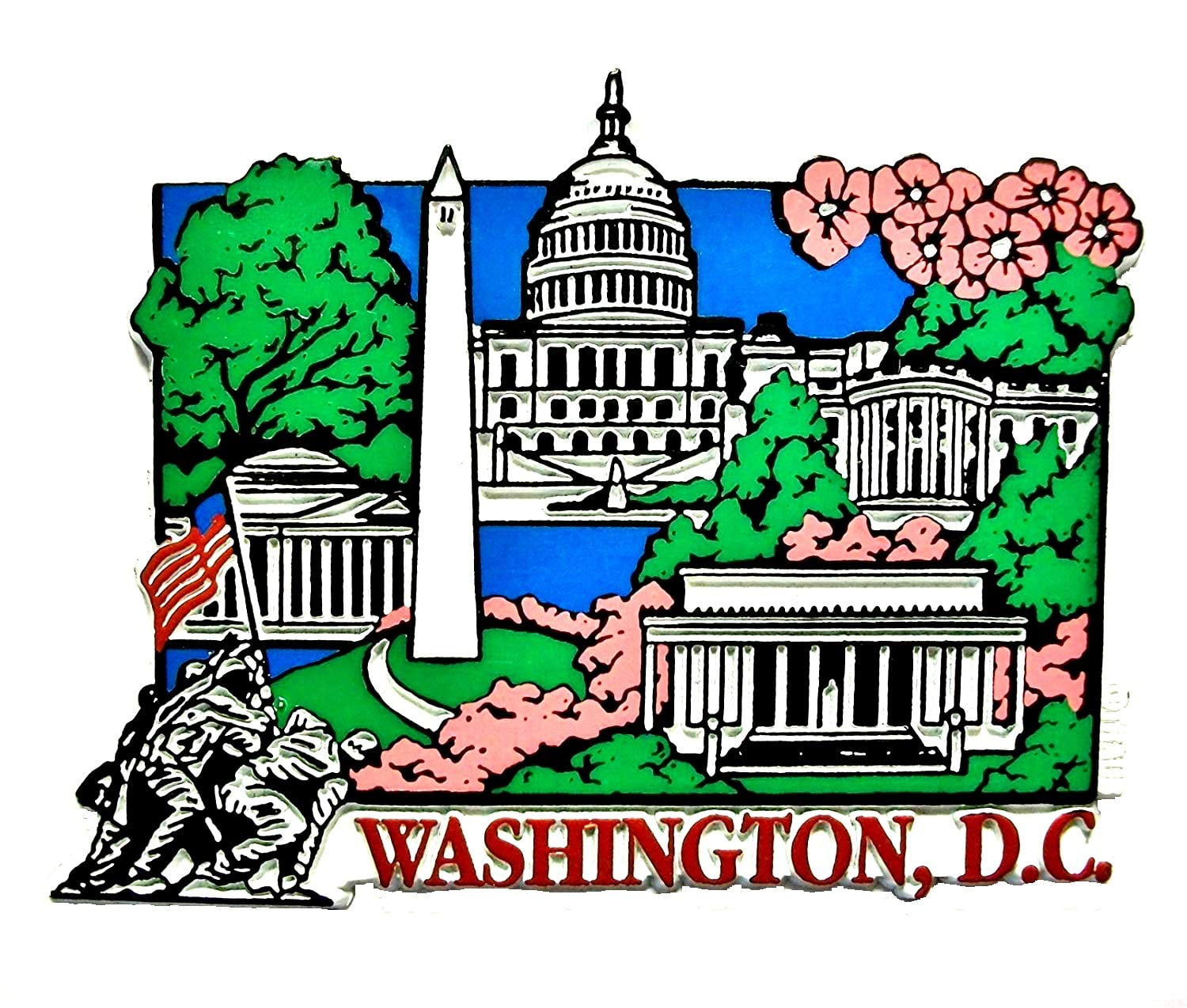 Lincoln Memorial Washington D.C 4 Color Collage Fridge Magnet