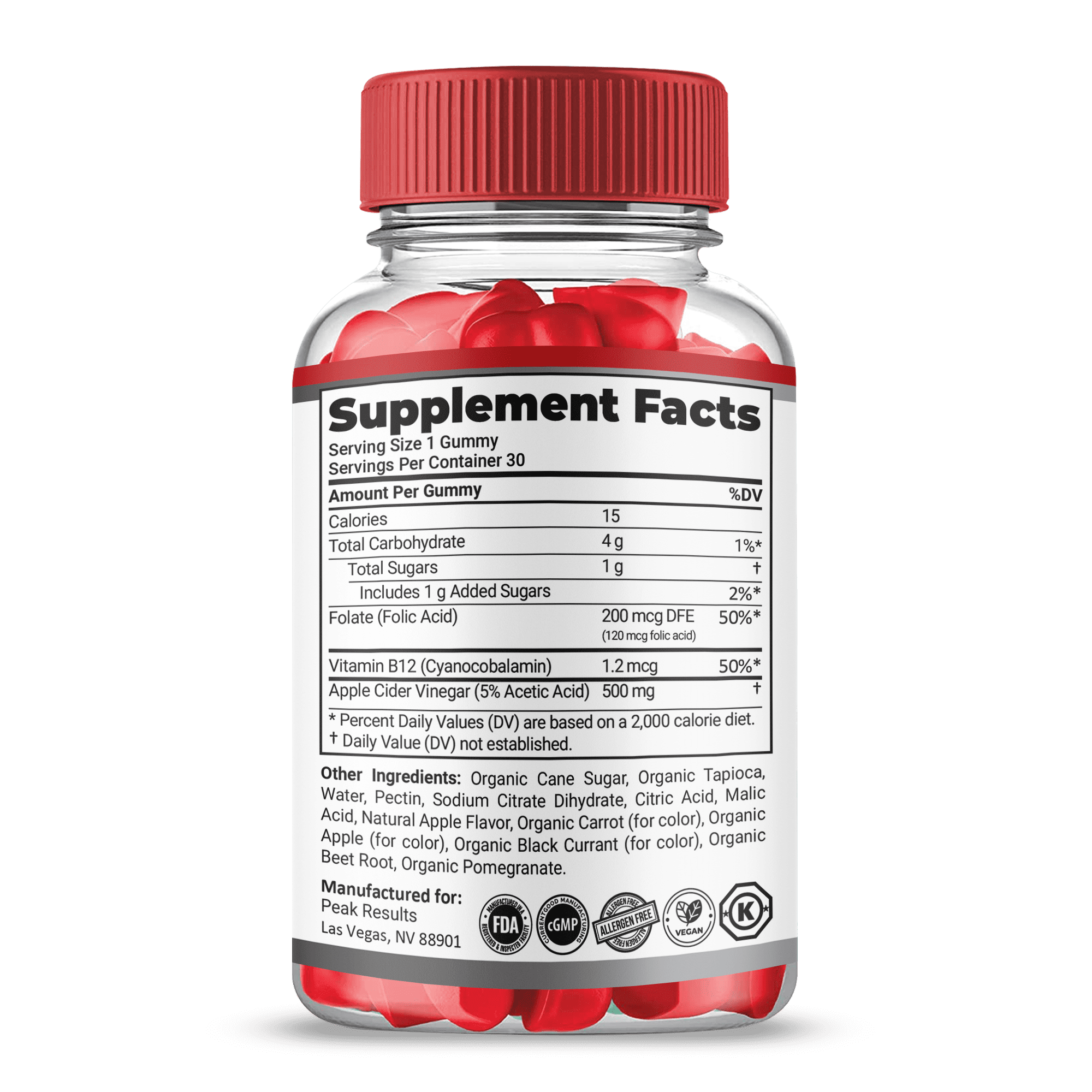 (3 Pack) Peak Results Keto ACV Gummies, Peak Results Keto + ACV Gummies, Official Supplement for Men and Women
