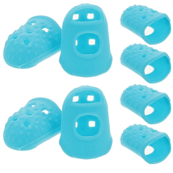 Hytrove Silicone Nail Protectors Blue for Finger Covers Sewing and DIY Crafts 10Pcs 1.0X0.8X0.6in