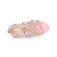 thumbnail image 5 of BLISSFUL STEP Outfit Women's Shoes Strappy Lace Up Open Toe Stiletto High Heel Dress Sandals Pink 7, 5 of 8
