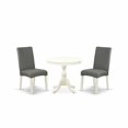 thumbnail image 6 of East West Furniture AMDR3-LWH-07 3 Piece Kitchen Table Set Consists of 1 Modern Dining Table and 2 Grey Linen Fabric Dining Chairs with High Back - Linen White Finish, 6 of 10
